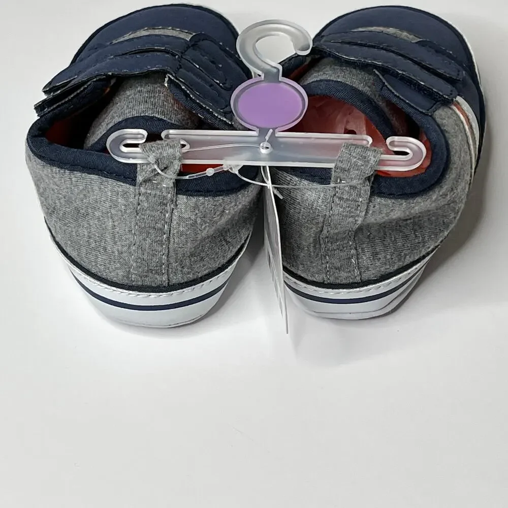 Carter's Soft Soled Navy Gray Velcro Baby Shoes 6-9M